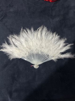 Abanico Blanco Con Plumas 