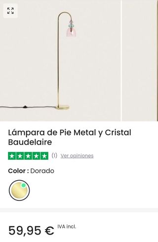 Lampara de pie de cristal