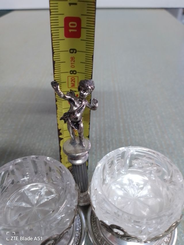 Antica saliera argento e cristallo