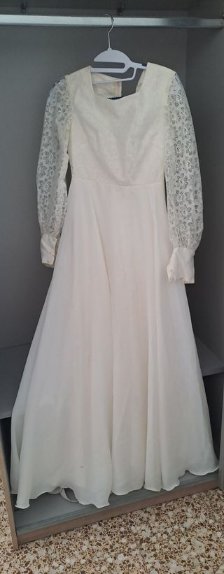 Vestido novia vintage con encaje y tul