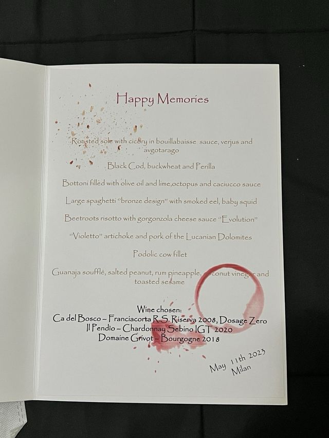 Menu Mudec Enrico Bartolini