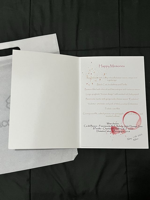 Menu Mudec Enrico Bartolini