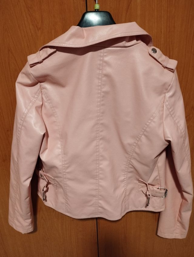 Chaqueta motera de mujer rosa