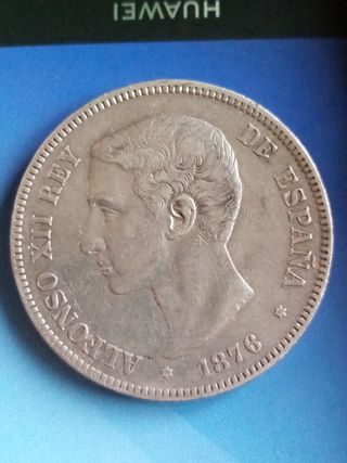 Moneda de plata 5 pesetas 1876