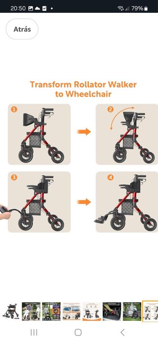 Andador y silla de ruedas  movilidad reducuda.