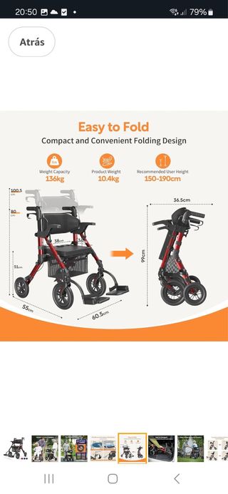 Andador y silla de ruedas  movilidad reducuda.