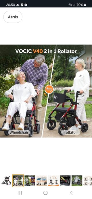 Andador y silla de ruedas  movilidad reducuda.