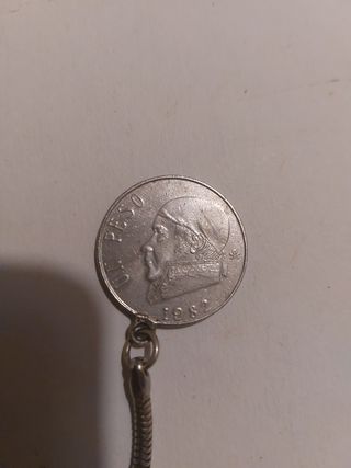 Llavero 1 Peso mexicano 1982 vintage