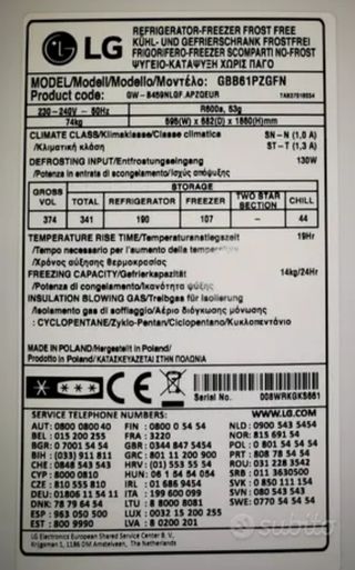 Ripiani in vetro e cassettini frigo LG