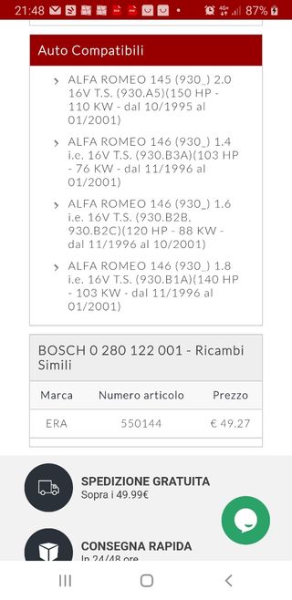 Sensore valvola a farfalla bosch