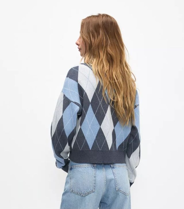 Jersey rombos azul y gris