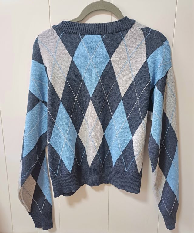 Jersey rombos azul y gris