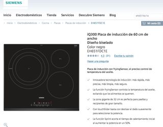 CRISTAL PLACA INDUCCION SIEMENS IQ300 DE 60CM