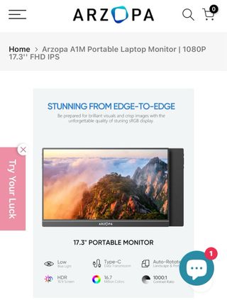 Monitor Portatil Arzopa 17.3”