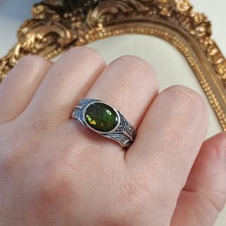 Anillo de plata amonita para hombre