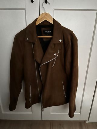 Chaqueta biker ante marron