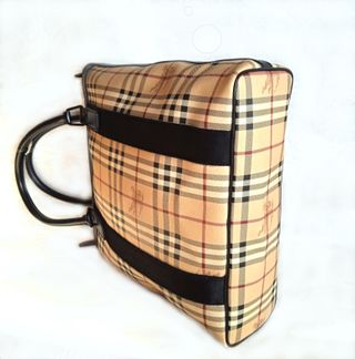 Burberry borsa shop in pelle e tessuto