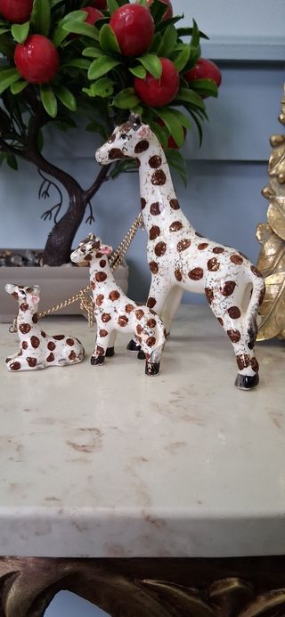 Antigua figura familia jirafas porcelana