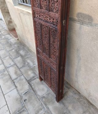 Biombo vintage árabe madera de taka labrada