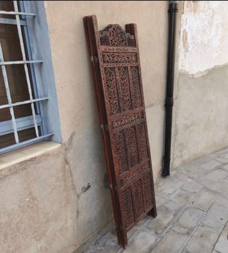 Biombo vintage árabe madera de taka labrada