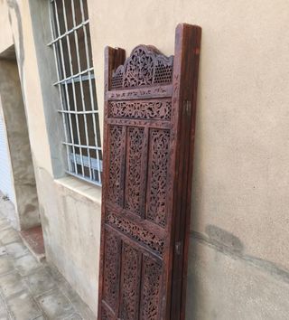 Biombo vintage árabe madera de taka labrada