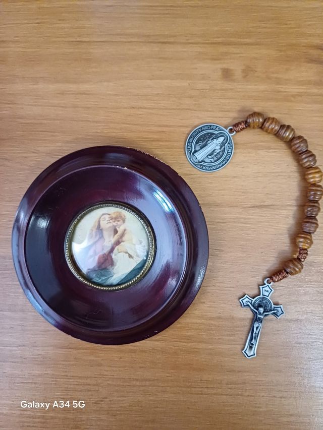 Cuadro antiguo  virgen con niño