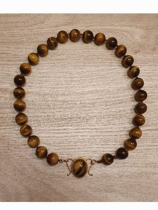 Collana in oro 750 e occhio di tigre naturale 