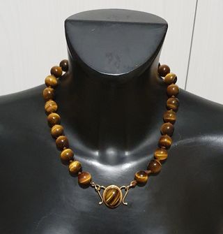 Collana in oro 750 e occhio di tigre naturale 