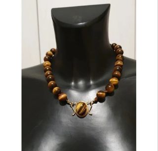 Collana in oro 750 e occhio di tigre naturale 