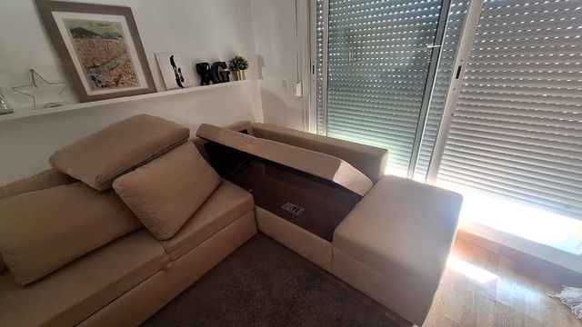 Sofá cama Chaise longue con canapé abatible 