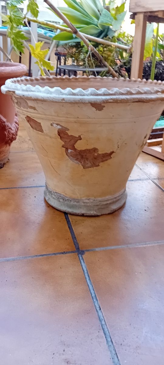 Macetas vintage gran tamaño en terracotta bordada