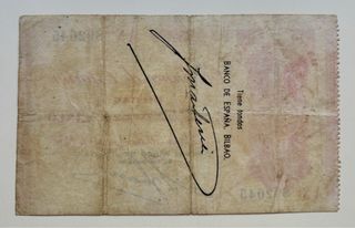 Billete 5 Pesetas 1936 Serie A . BANCO BILBAO 