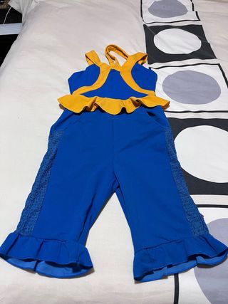 Disfraz mono azul y amarillo