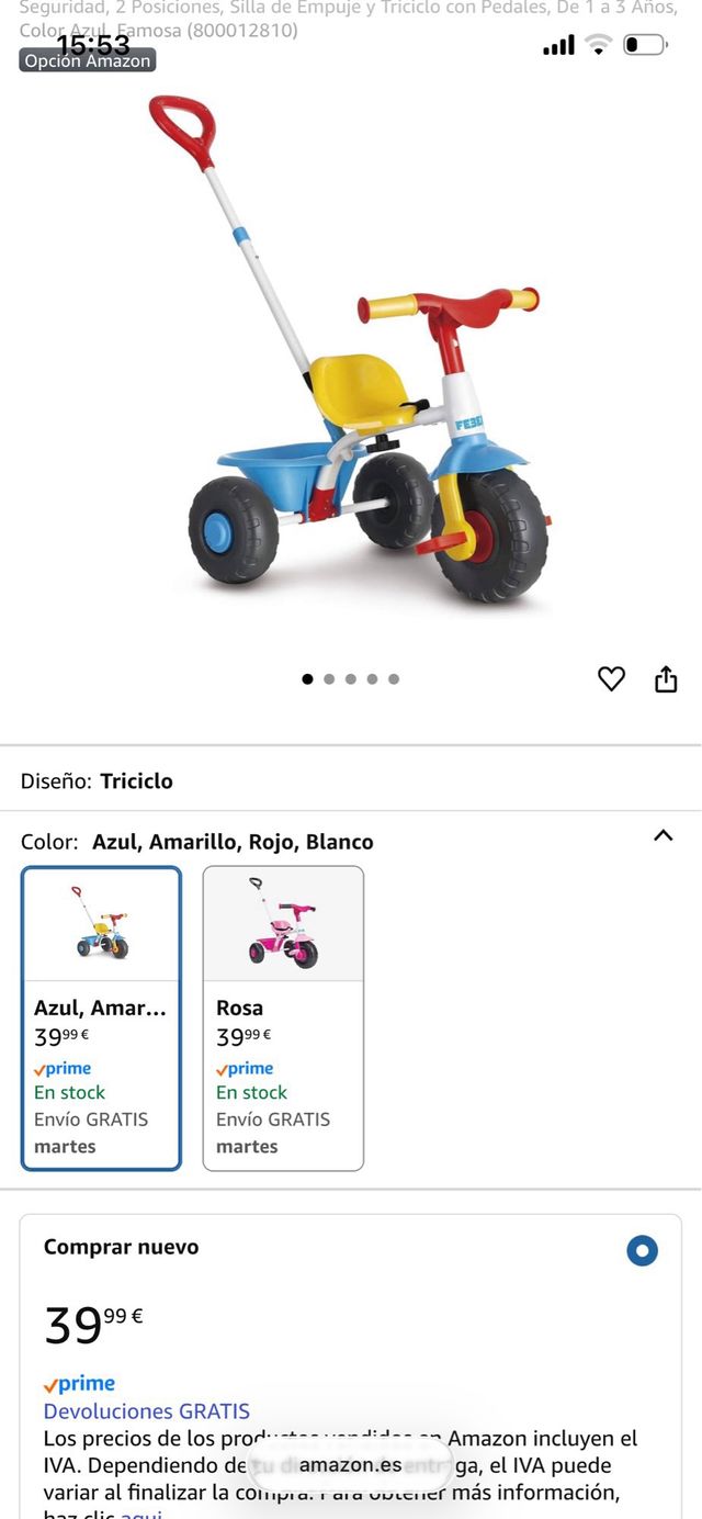 Triciclo para bebes y niños de 1 hasta 3 años