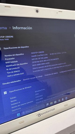 Portatil PackardBell EasyNote TM98 Intel i5 8GB