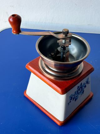 Macina Caffè Vintage anni '80 in Ceramica e Legno