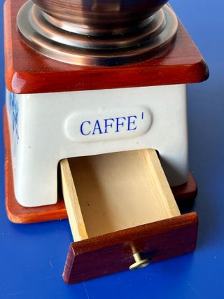 Macina Caffè Vintage anni '80 in Ceramica e Legno