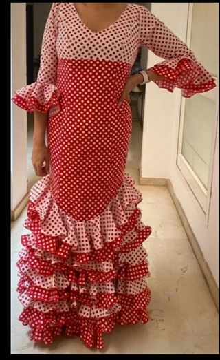 TRAJE FLAMENCA ROJO Y BLANCO