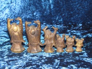 Escala 6 pesas ponderales Buda Hotei Birmania XIX