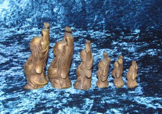 Escala 6 pesas ponderales Buda Hotei Birmania XIX