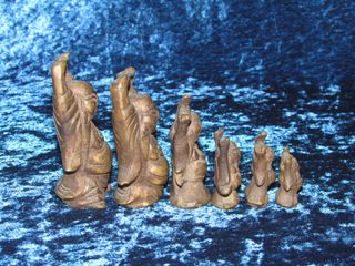 Escala 6 pesas ponderales Buda Hotei Birmania XIX