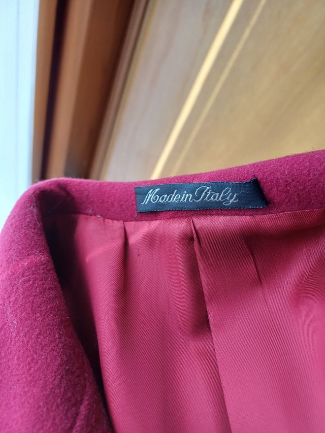 Cappotto cintura lana bordeaux