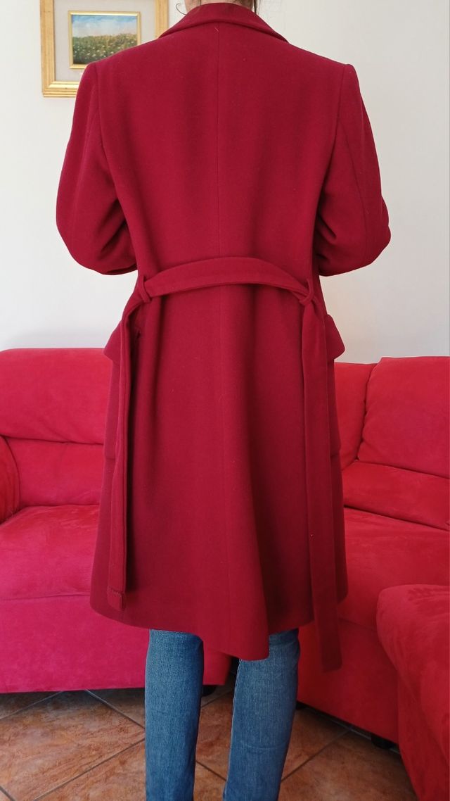 Cappotto cintura lana bordeaux