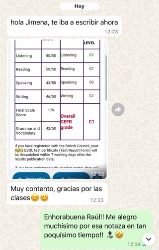 Profesora INGLÉS. A2 B1 B2 C1 clases Aptis