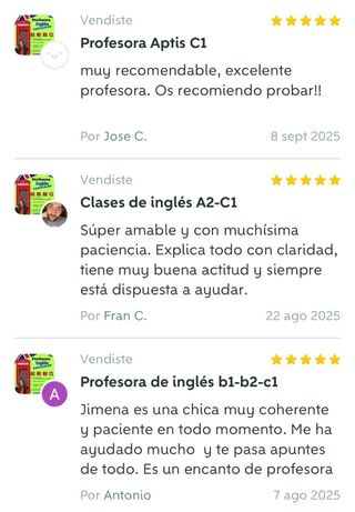 Profesora INGLÉS. A2 B1 B2 C1 clases Aptis
