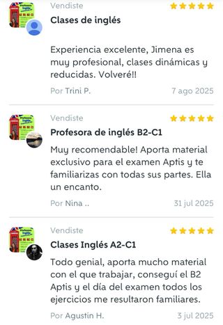 Profesora INGLÉS. A2 B1 B2 C1 clases Aptis