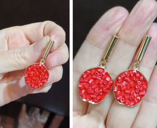 Pendientes coral rojos largos colgantes Nuevos 