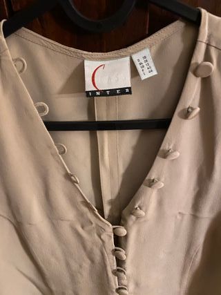 Abito donna in pura seta beige