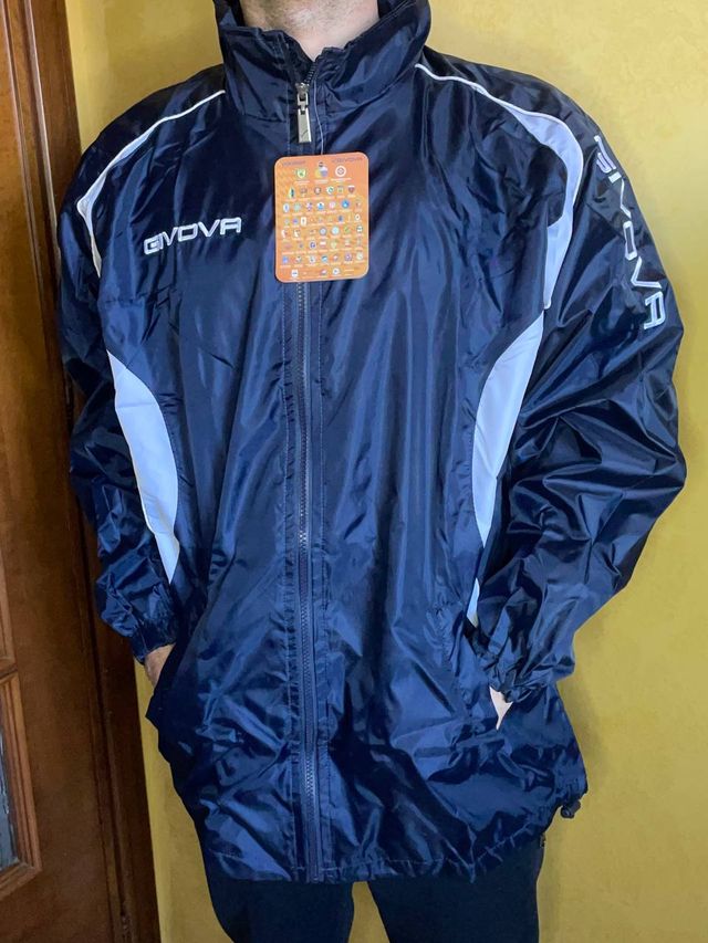 Givova Jacket Rain Pioggia Blue White Impermeabile
