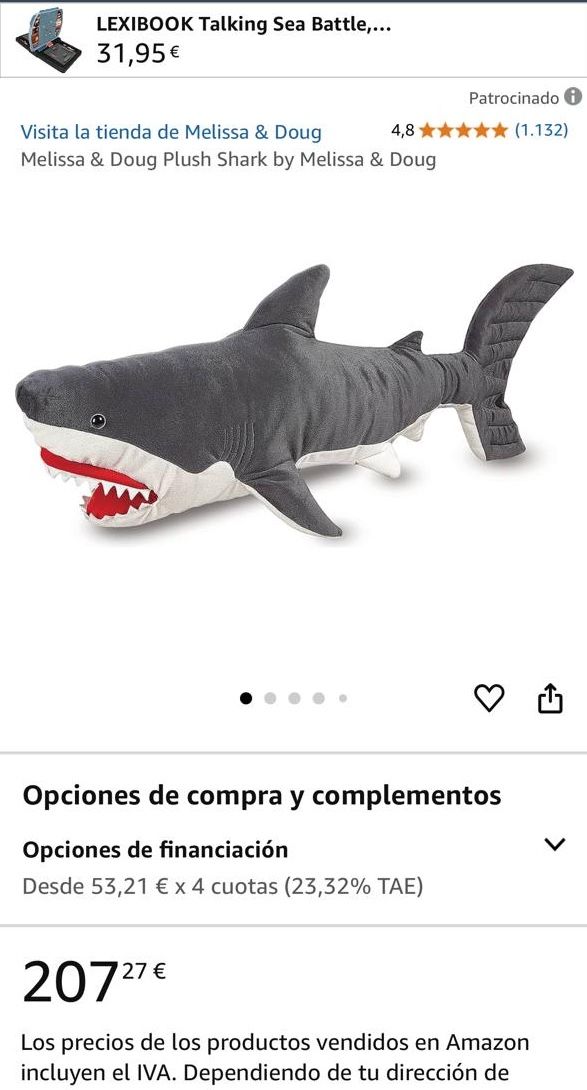 Tiburón de Peluche XXL Única Juguete Regalo